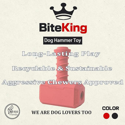 Natural Rubber Dog Toys for Large Aggressive Chewers - Lifetime Replacement - Indestructible Fetch Treat Toy for Large Dogs - Durable Hammer Dog Chew Toy for Super Chewer, Red