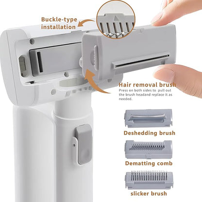 [2026 Version]Dog Vacuum for Shedding Grooming- 5 in 1 Cleaning Slicker Brush for Dogs & Cats Deshedding Vacuum Brush with 5 Pet Grooming Tools for Shedding Pet Hair, Home Cleaning Grooming Supplies