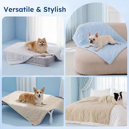 ZOMISIA Cooling Blanket for Extra Large Dogs - High Cold Washable Pet Blanket, Travel Soft Dog Summer Essentials, Grey, 50"x60"