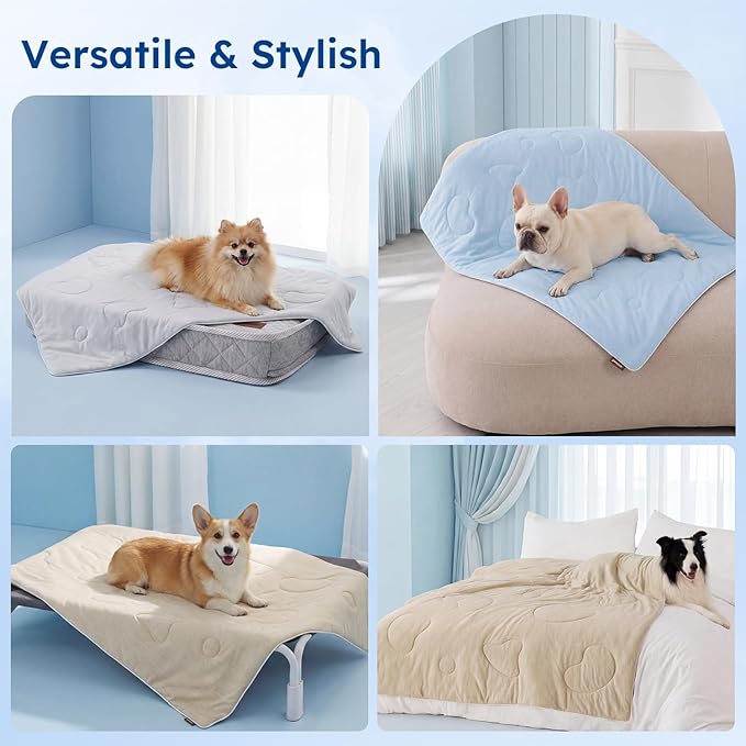 ZOMISIA Cooling Blanket for Small Dogs - High Cold Washable Cat Blanket, Travel Soft Pet Summer Essentials, Grey, 25"x35"