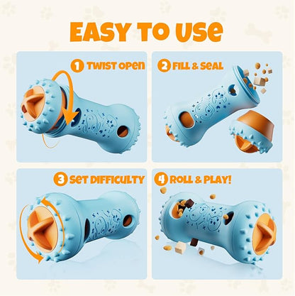 FOXMM Interactive Treat Dispensing Dog Toys – Adjustable Puzzle Toy to Keep Dogs Busy, Enrichment, Mental Stimulation, Cognitive Fun and Boredom Buster for Puppy Teething, for Small Medium Dogs