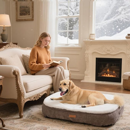 Ultra-Luxury Dog Bed, Comes with Two Kinds of Removable Cushions, Warm in Winter and Cool in Summer, Wear-Resistant and Tear-Resistant Supportive Pet Sofa with Non-Slip Bottom, 43inch
