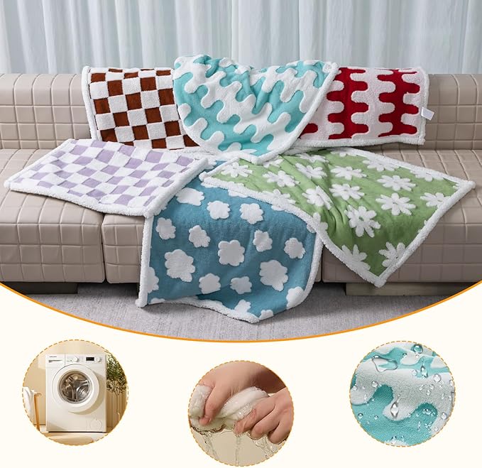 Waterproof Pet Blanket,Dog Bed Covers Couch Sofa Stylish Jacquard Pets Throw Blankets for Puppy Cats Washable Reversible Furniture Protection Covers (Blue Wave,XL)