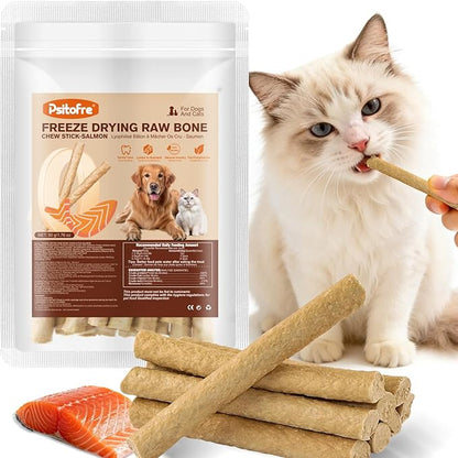 Freezed Dried Cat Teething Sticks, Cat Chew Stick for Dental Care, Salmon Flavour Cats Treats, Feline Teeth Cleaning Snacks