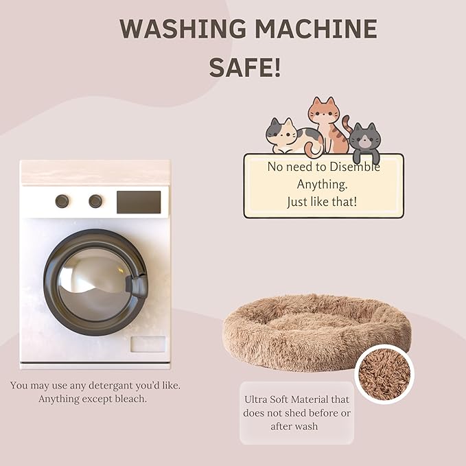 JDR Luxury Pet Beds for Dogs and Cats| Donut Cuddler| Cozy Soft Material| Easy Machine Washable| All Breeds and Sizes| Small| Medium| Large| X-Large (Small)