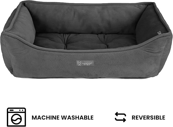 NANDOG Reversible Dog Bed from The Signature Collection– Luxury Cloud-Soft Pet Bed for Medium to Large Dogs & Cats, Premium Pet Gear, Reversible Design, Plush Comfort, Modern Style - Dark Grey