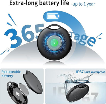 Air Tracker Tags-4 Pack for Android, Bluetooth Tracker Works with Google’s Find Hub | Android Only | Replaceable Battery | Water- Resistance (4 Black)