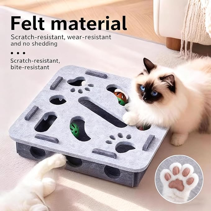 Cat Scratch Puzzle Enrichment Box, Kitten Nail File Scratcher, Interactive Cat Nail File Enrichment Box, Mental Felt Maze Box Stress Free Alternative to Clippers And Grinders (Camel, No Install)