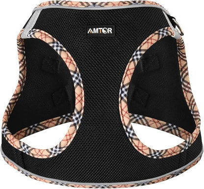 AMTOR Small Dog Harness with Leash Set, No Escape Easy Walk Puppy Harnesses for Training Walking, Step-in Reflective Soft Dogs Vest for XS S Medium Extra-Small Large Sized Dog(BlackYellow,XL)