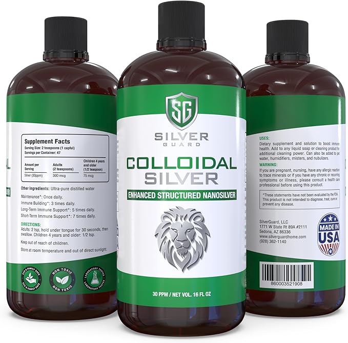 **Enhanced Colloidal Silver Liquid – Ultimate Immune Support Supplement | Immunity Boost & Immune Booster for Adults | Silver Water Solution for Immune Defense | 30 PPM Structured Silver | 2 Pack**
