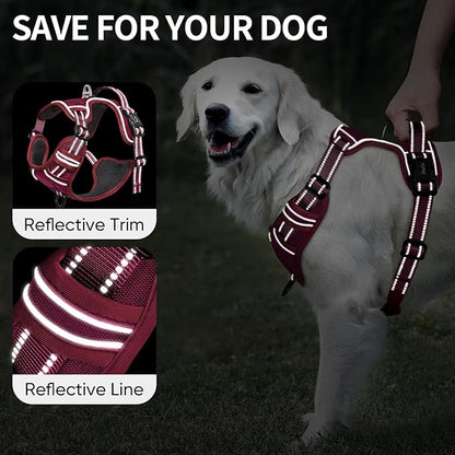 HEELE Dog Harness for Small Dogs No Pull Dog Vest Harness for Small Dog with Soft Padded Handle Reflective for Outdoor Training, Burgundy Red, S
