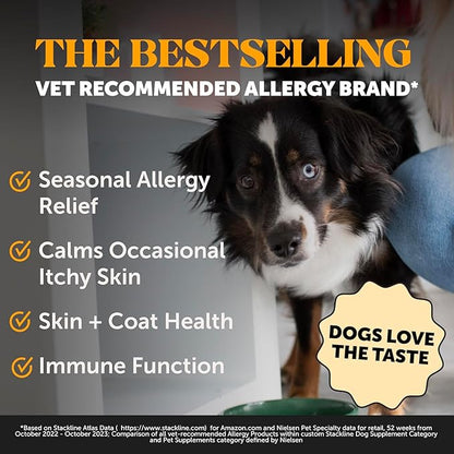 Dog Allergy Relief Salmon Oil for Seasonal Itch Relief for Dogs, Omega-3 for Dogs, Dog Skin and Coat Supplement, May Reduce Shedding & Itching, Joint, Brain & Heart Health (16 oz)