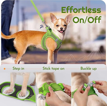 Eagloo Small Dog Harness and Leash Set, Step in Puppy Vest with Breathable Soft Mesh, Walking Reflective Pet Harness for Small Dogs, Green, XS