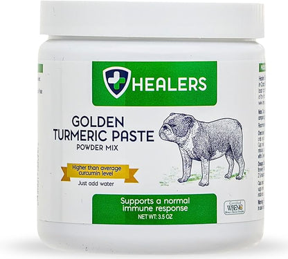Healers Turmeric Golden Paste for Dogs – Arthritis & Joint Support, Skin & Coat Health, Digestive & Immune Boost with Coconut Oil & Black Pepper Extract – Natural Pet Supplement, 3.5 oz Powder