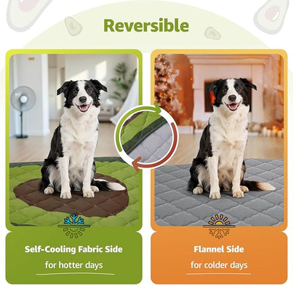 LOOBANI Dog Cooling Mat 60"x40"- Cute Avocado Design Cooling Mat for Dogs (Cool & Warm Side), Waterproof Self-Cooling Mat for Crate, Floor, Car for Medium Dogs, Cats, Pet, Green 60"x40"