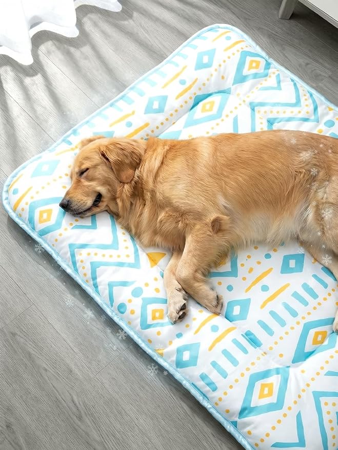Dog Cooling Mat for Dogs & Cats, Soft Breathable Cooling Pad for Dog Bed, 35"x28" Self Cooling Crate Mat for Dogs, No Gel Washable Non-Slip Pet Cooling Mat Indoor Outdoor, Bohemia