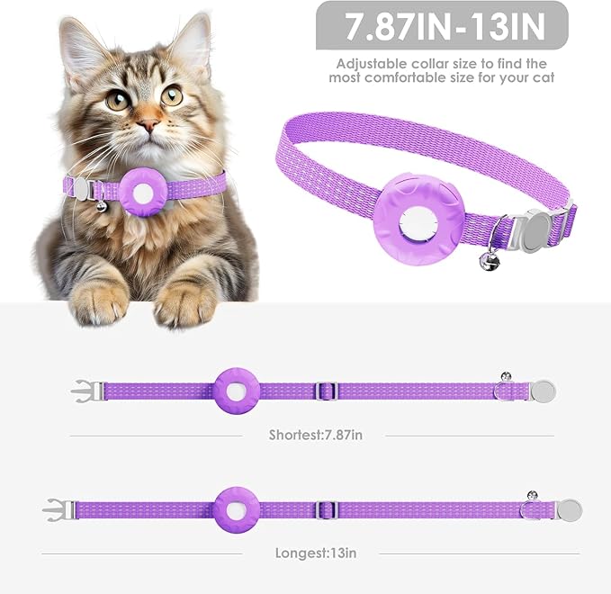 Cat Tracker,Mini GPS Tracker for Cats,No Monthly Fee Smart Pet Activity Tracker,Compatible with Apple Find My(iOS Only),Anti-Lost Finder Tag for Vehicles,Pets,Kids,Items(Purple)