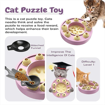 KADTC Cat Puzzle Feeder, Interactive Slow Bowl for Indoor Cats Enrichment Pink Toy, Kitten Puzzle Toys
