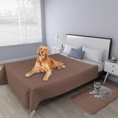 Easy-Going 100% Waterproof Dog Bed Cover, Non-Slip Pet Blanket for Furniture, Washable Couch Cover, Repleasement Sofa Cover (86x82 in,Brown)