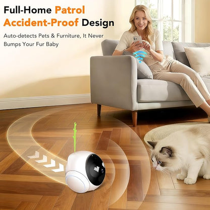 RPZ Pet Camera Indoor, Dog Camera, Movable Home Security Robot with Phone App, 2 K Cat & Puppy Mini Robot, Long Distance on Wheels Safety Alerts, Pet Auto Tracking, 2-Way Speaker