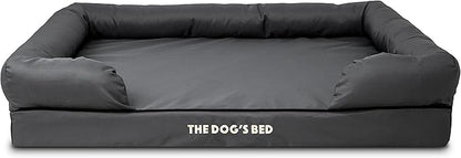 The Dog’s Bed Orthopedic Memory Foam Dog Bed with Bolsters for XL Dogs, Waterproof Washable Cover, Anti-Slip Base, Calming Surface – CertiPUR-Certified Foam, Oxford Fabric, Grey with Black Trim, XL