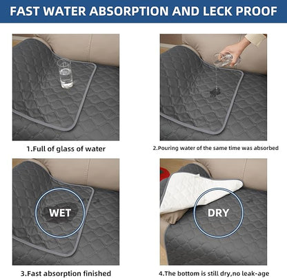 Eismodra Waterproof Recliner Chair Covers for Reclining Couch Slipcovers Seat Cushion,Anti-Slip Sofa Cover for Dogs Pets Furniture Protector Washable,Gray Set (3 Pieces)
