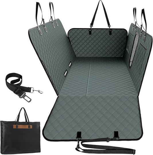A-Pce 600D Heavy Duty Dog Car Seat Cover for Back Seat,2025 Upgraded Hard Honeycomb Bottom Back Seat Extender for Dogs- Holds 600lbs,Waterproof Scratch Proof Nonslip Dog Hammock for SUV,Grey