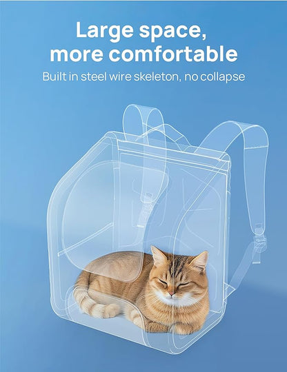 Pecute Cat Backpack Carrier Expandable, Large Space Cat Bubble Backpack, Breathable Cat Carrier, Shaded Dog Backpack Carrier for Travel, Hiking, Vet,12.6" L x 10.2" W x 16.5" H, Khaki