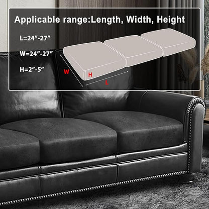 ANARACHON Leather Look Couch Cushion Covers Sofa Seat Slipcovers Sets Couches Furniture Protector for Sectional Armchair Loveseat Pets Kids Stretch Spandex Fabric (3 Cushion Sofa, Dark Grey)