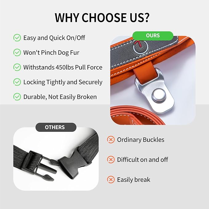 Magnetic Dog Harness and Leash Set with Quick Release Buckle, Easy On & Off Faux Leather Puppy Harness and Leash with Handle for Medium, Large Sized Dog