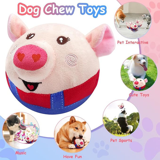 Interactive Dog Toys, Squeaky Dog Toys with Jumping Wiggling, Rechargeable Chew Dog Toy for Small/Medium/Large Dogs to Keep Them Busy