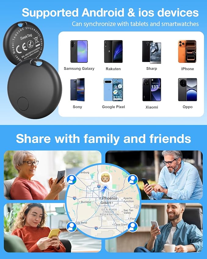 GPS Android Air Tracker Tags Device for Car and Vehicles,2 Year Battery Life & 2pcs Hidden Magnetic case,Trackers for Tracking Vehicle,2pcs GPS Tracker,No Monthly Fee for Android and iPhone