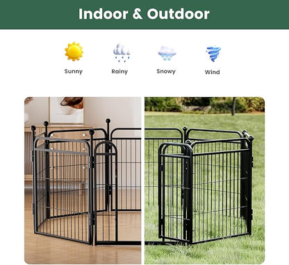 Gardner Pet Dog Playpens, 32" H 6 Panels Dog Pen Outdoor/Indoor Dog Fence Exercise Pen for Small/Medium/Large Dogs, Foldable Pet Play Yard Gate with Gravity Automatic Lock, Pet Playpen, Black