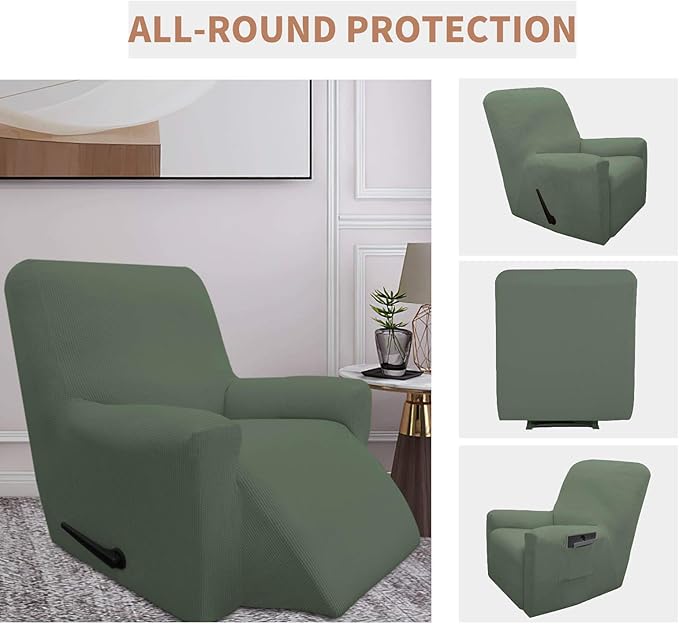 Easy-Going 100% Waterproof Recliner Cover, Dual Waterproof Couch Cover for Recliner, 1- Piece Jacquard Sofa Cover, Leakproof Sofa Slipcover for Kids, Pets, Dog and Cat (Recliner, Grayish Green)