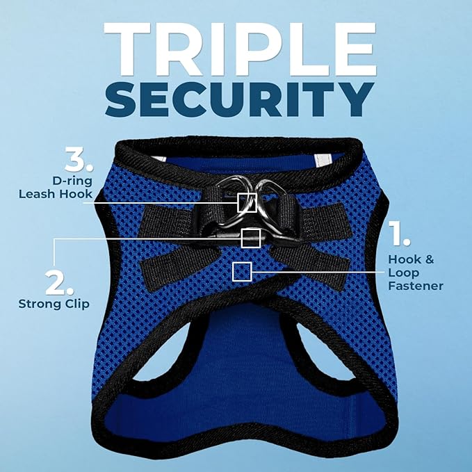 Best Pet Supplies Voyager Step-in Air All Weather Mesh Harness and Reflective Dog 5ft Leash Combo with Neoprene Handle, for Small, Medium and Large Breed Puppies - Set (Royal Blue/Black Trim), X-Small
