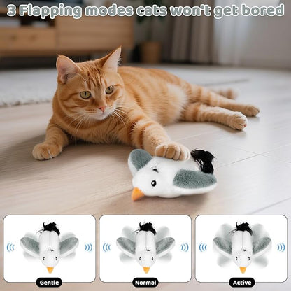 Cat Toys Flapping Birds with Catnip Bags, Chirping Interactive Kitten Toy Indoor, Lifelike Birdie Tweets, Rechargeable Enrichment Moving Wings Cat Exercise Toys Kicker for All Breeds Cat Dog(Oriole)