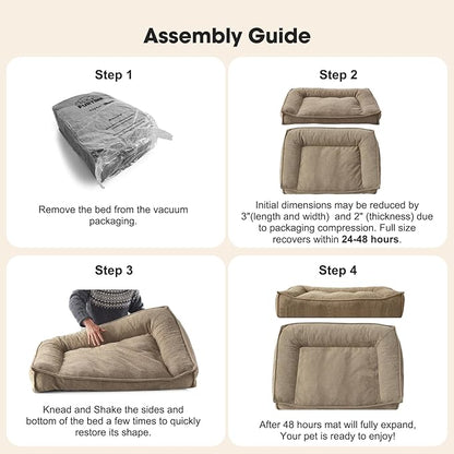 FURTIME Orthopedic Dog Bed Medium Size Dog, Extra Thick Supportive Comfort Pet Sofa, Ergonomic Slant Dog Couch Bed with Removable Washable Cover, Ultra Soft Surface & Non-Slip Bottom, Brown, 35"