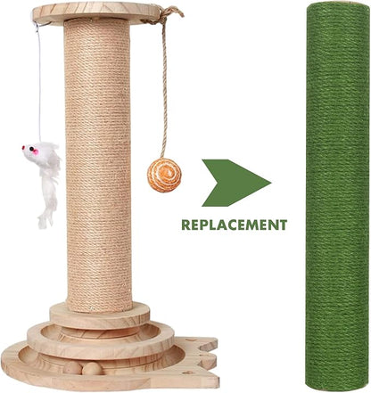 Barelove Cat Scratching Post Replacement, 4 Pieces Cat Scratcher Cat Tree Replacement Parts, 15.4'' x 2.67" Dia + 7.87“ x 2.67" DiaNatural Sisal Rope Cat Scratch Posts Include M8 Screws, Green