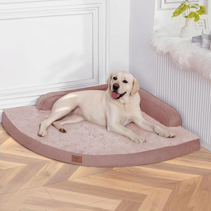 MEKIY Large Orthopedic Dog Bed with Sides XXL Dog Beds with Removable Washable Cover Non-Slip Waterproof Pet Bed for Extra Large Dogs - Pink XXL