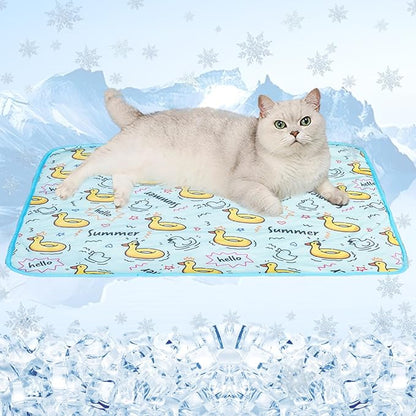 SEIS Dog Ice Pad Ice Silk Cats Kennel Mat Pet Cooling Pad Summer Cool Bamboo Mat Breathable Pad (Duck, S)
