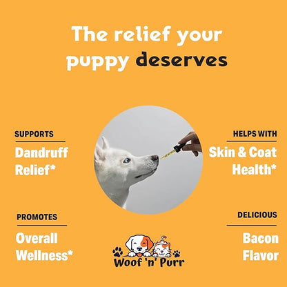 Natural Dog Dandruff Treatment - Supports a Health Skin & Coat - Dandruff Treatment for Dogs - Dog Dry Skin Treatment - Dog Skin and Coat Supplement - Skin and Coat Supplement for Dogs - 1 fl oz