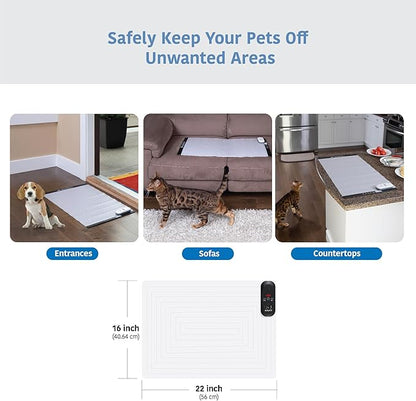 SVD.PET Pet Training Mat with Tester, 22" X 16", Pet Shock Pad, Dogs & Cats Electronic Repellent mat for Indoor, 3 Training Modes, 5 Levels, Pet Safe Mode (Black Controller)