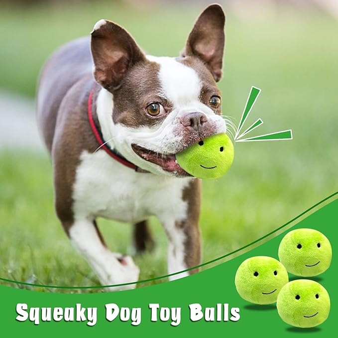 Hide and Seek Dog Toys, Interactive Squeaky Plush Puzzle Toy with Crinkle, Dog Enrichment Toys for Boredom & Stimulation, for Small Medium Dogs, Non-Aggressive Chewers(Pea Balls, Pack of 3)