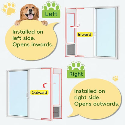 3 Flap Large Dog Door for Sliding Glass Door, Openable Pet Door for Sliding Glass Doors, Adjustable 75 7/8" to 81" Slider Height-Large