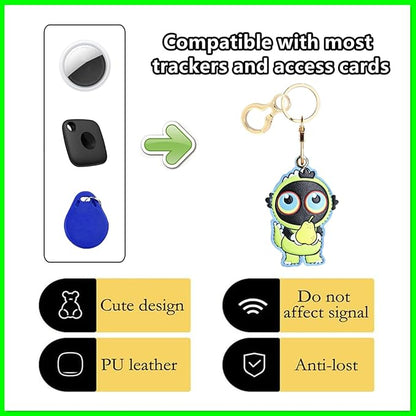 Leather Keychain Holder Case Compatible with AirTag,Cute Protective Cover with Keyring and lanyard,Anti-Scratch Finder GPS Tracker Case for Wallet Keys,bag,pets,Backpack(O)