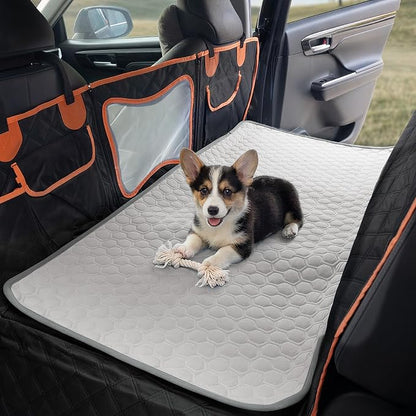 Soulbond Backseat Dog Cooling Mat for Cars - 24.5"x52" Washable Back Seat Self Cooling Pad for Cat & Puppy, QMAX>0.3, Non-Slip Cold Pet Bed Backseat Extender for Cars, SUVs, Trunks, Light Gray