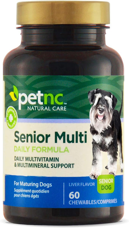 Petnc Senior Multi Chewables (60 Count), Daily Dog Multivitamin & Multimineral Support, Includes Zinc, Magnesium, Iron & More, Supports Overall Health, For Mature Dogs, Liver Flavor