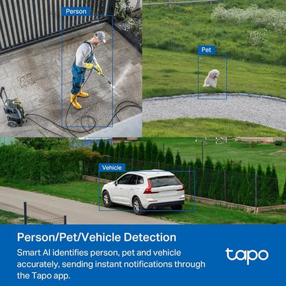 Tapo 3K 5MP Outdoor Pan/Tilt Security Wi-Fi Camera – 360° View, Free Person/Vehicle Detection, Starlight Color Night Vision, IP66, Sound and Light Alarm, Works w/Alexa and Google Home, VistaCam 360°