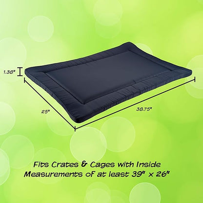 PETMAKER Waterproof Dog Bed - 38.75x25 Large Dog Bed with Raised Edge - Easy-to-Clean Multi-Purpose Crate Mat for Home and Car Travel (Navy)