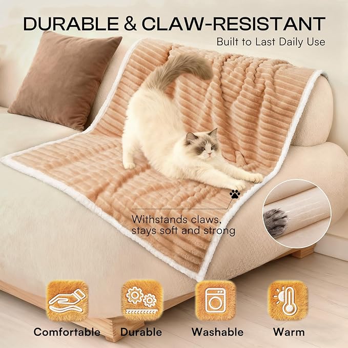 Luciphia Waterproof Dog Blanket for Small Puppy Ultra-Soft Calming Cut Pile Flannel Throw Durable & Warm Furniture Protection for Couch Car Pet Cat Blanket Machine Washable Warm Caramel,S(40''x28'')